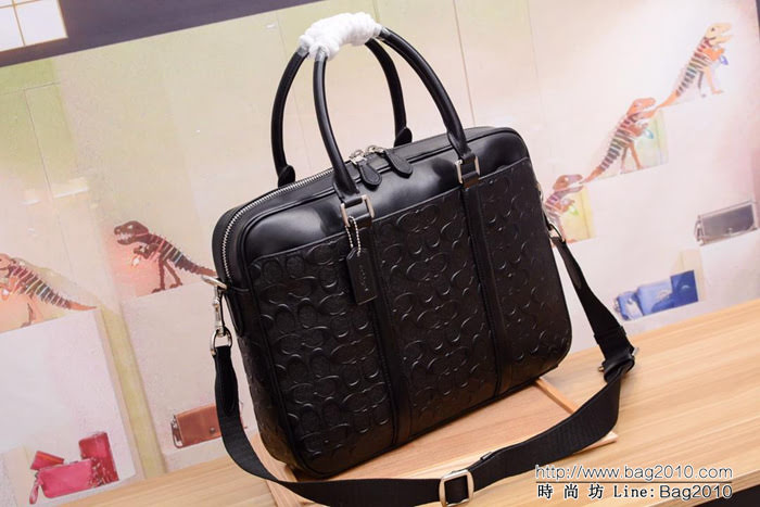 COACH蔻馳 男士手提單肩商務公事包 電腦包 72230 全牛皮浮雕壓花 可單肩斜跨手提  Chz1253